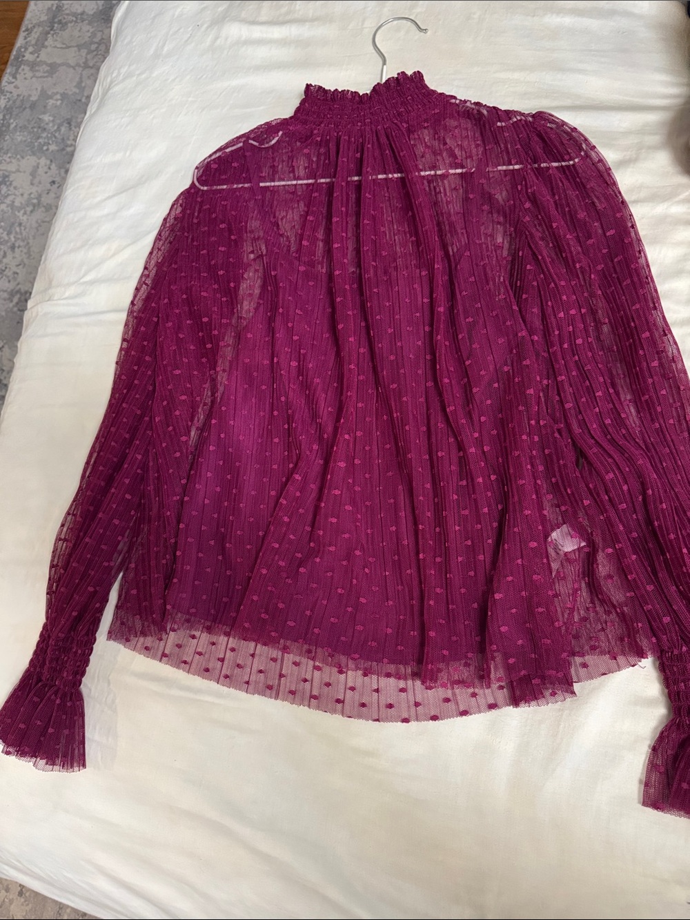 STATE Textured Sheer Blouse — Magenta